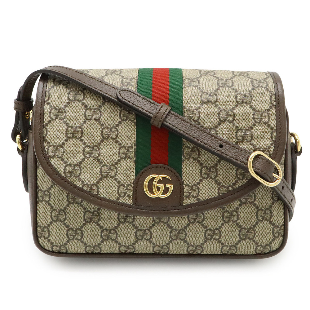 Gucci Ophidia GG Supreme Shoulder Bag Web Stripe Strap Clutch Beige